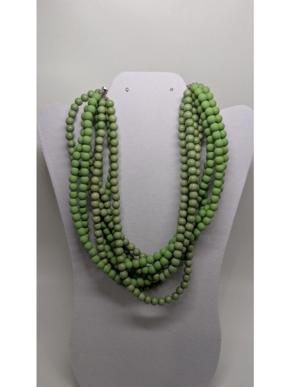 Vintage Green 8-Strand Mixed Texture Beaded Necklace